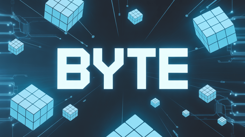 Illustration b y t e cubes binaires et circuits
