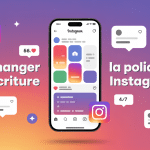 Illustration changer la police d'écriture Instagram smartphone interface polices créatives