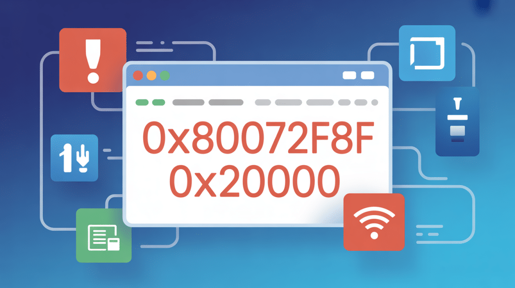Fenêtre affichant code erreur 0x80072f8f 0x20000 sur écran