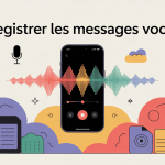 Illustration enregistrer les messages vocaux smartphone ondes sonores