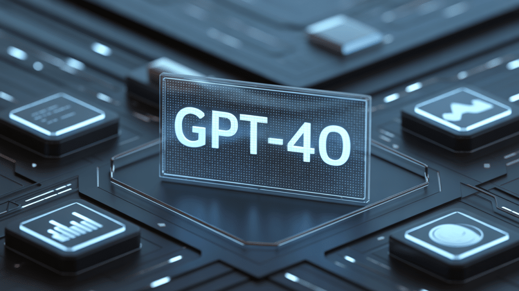 Interface futuriste gpt-4o avec icônes multimodales