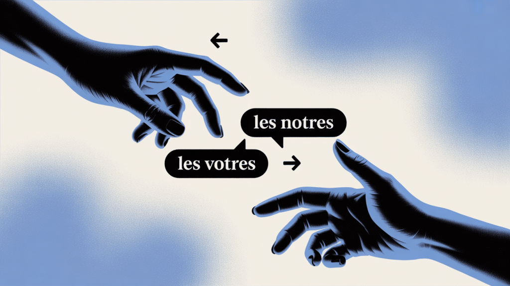 illustration les notres les votres mains dialogue minimaliste