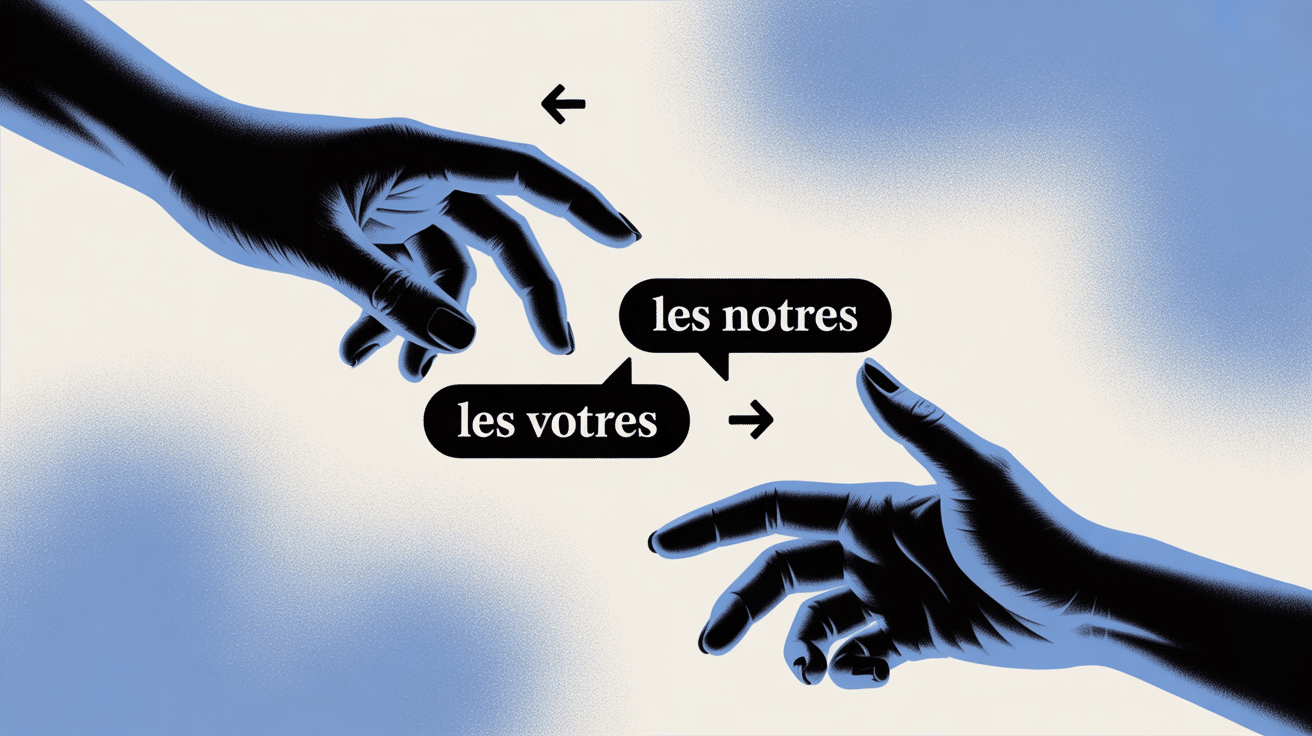 illustration les notres les votres mains dialogue minimaliste