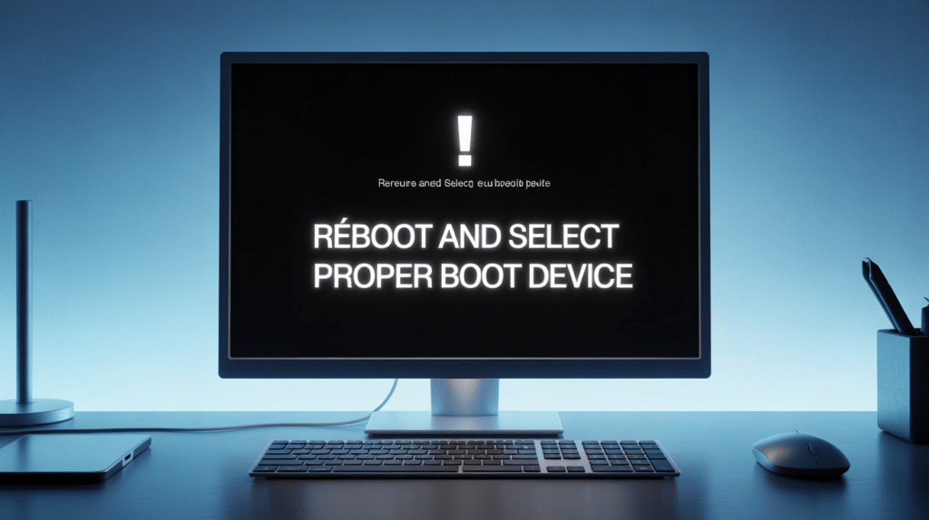 Erreur reboot a n d select proper boot device affichée à l'écran