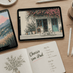 Quel iPad pour dessiner ? iPad Pro et Air avec Apple Pencil sur bureau d'artiste