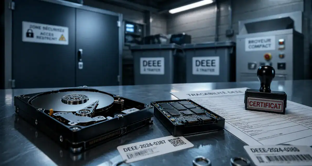 Recyclage matériel informatique professionnel avec certificat DEEE