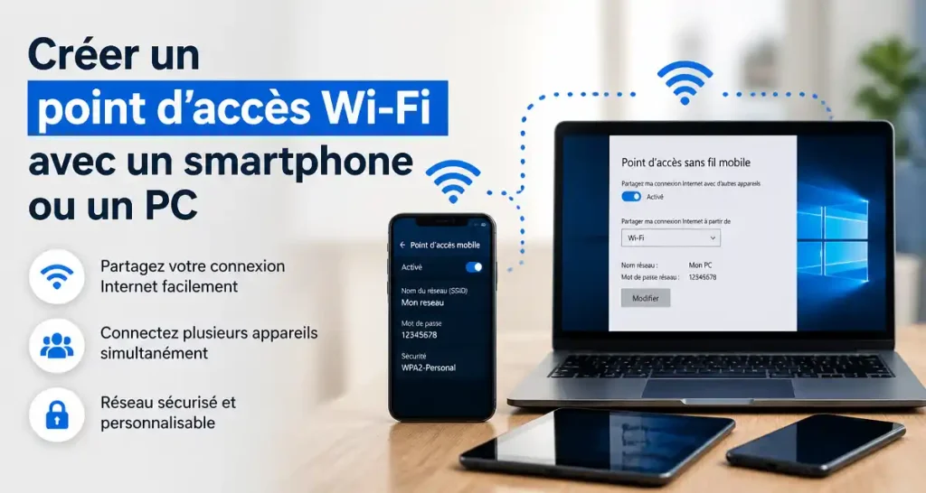 Créer un point d’accès Wi-Fi avec un smartphone ou un PC
