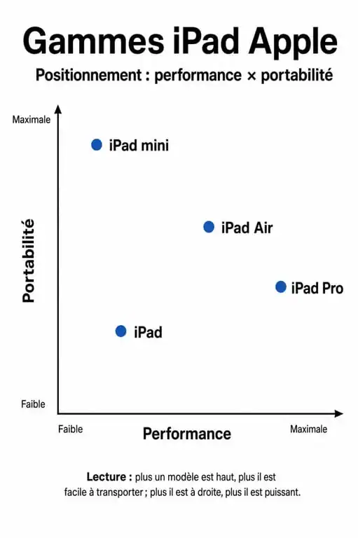 Infographie comparative pour savoir quelle iPad choisir selon ses besoins