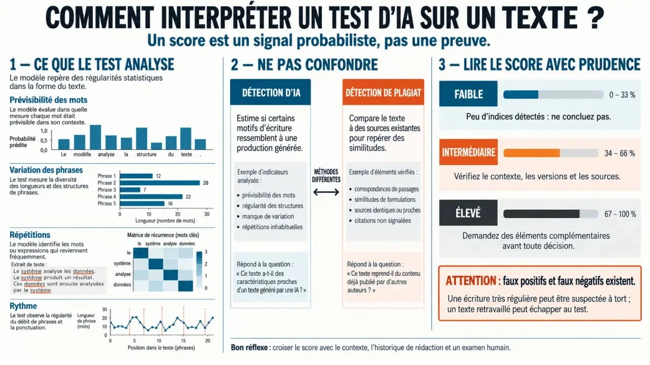 Infographie pour comprendre un test intelligence artificielle et interpréter ses scores